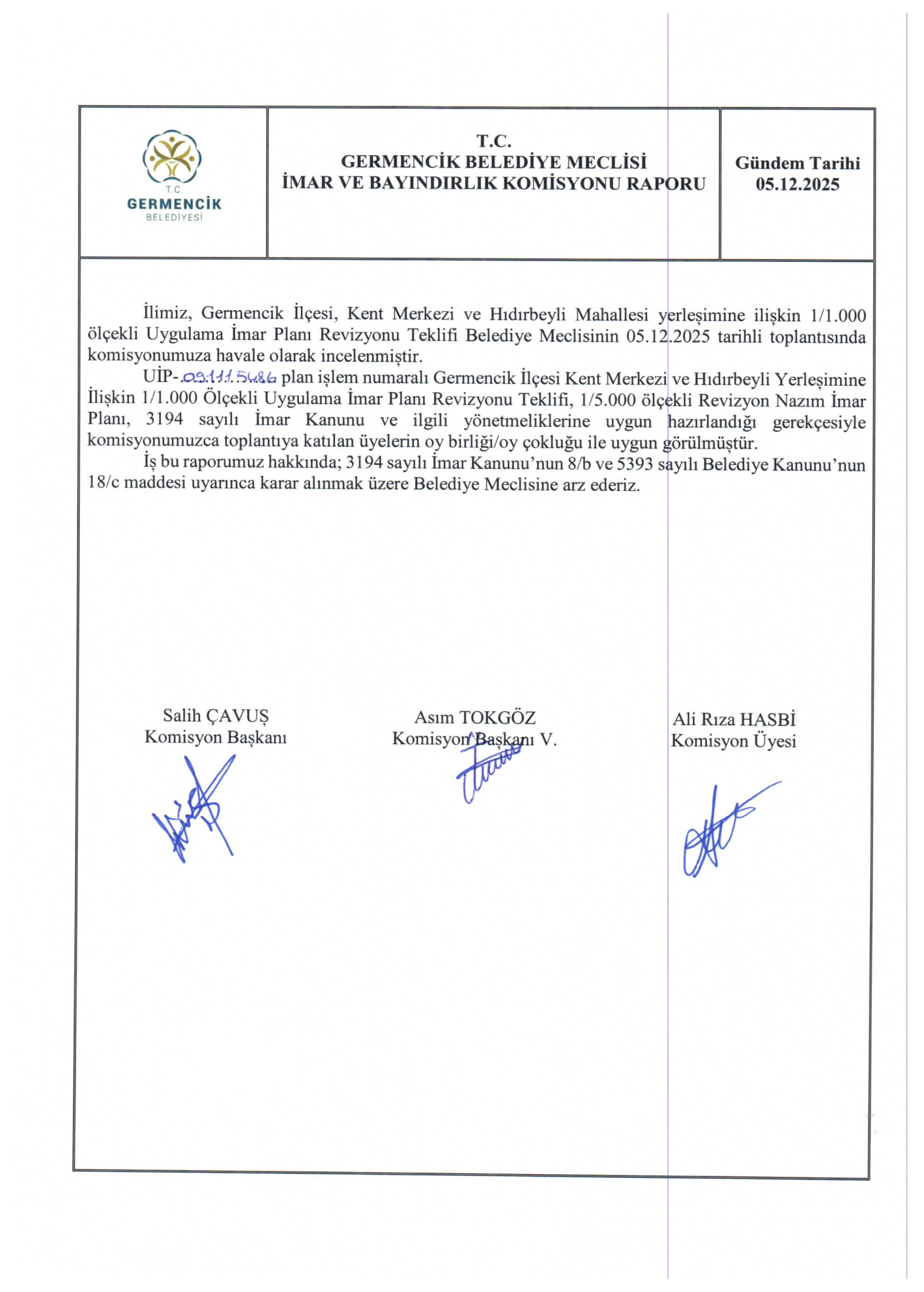 Germencik 1/1000 ölçekli uygulama imar planı revizyonu